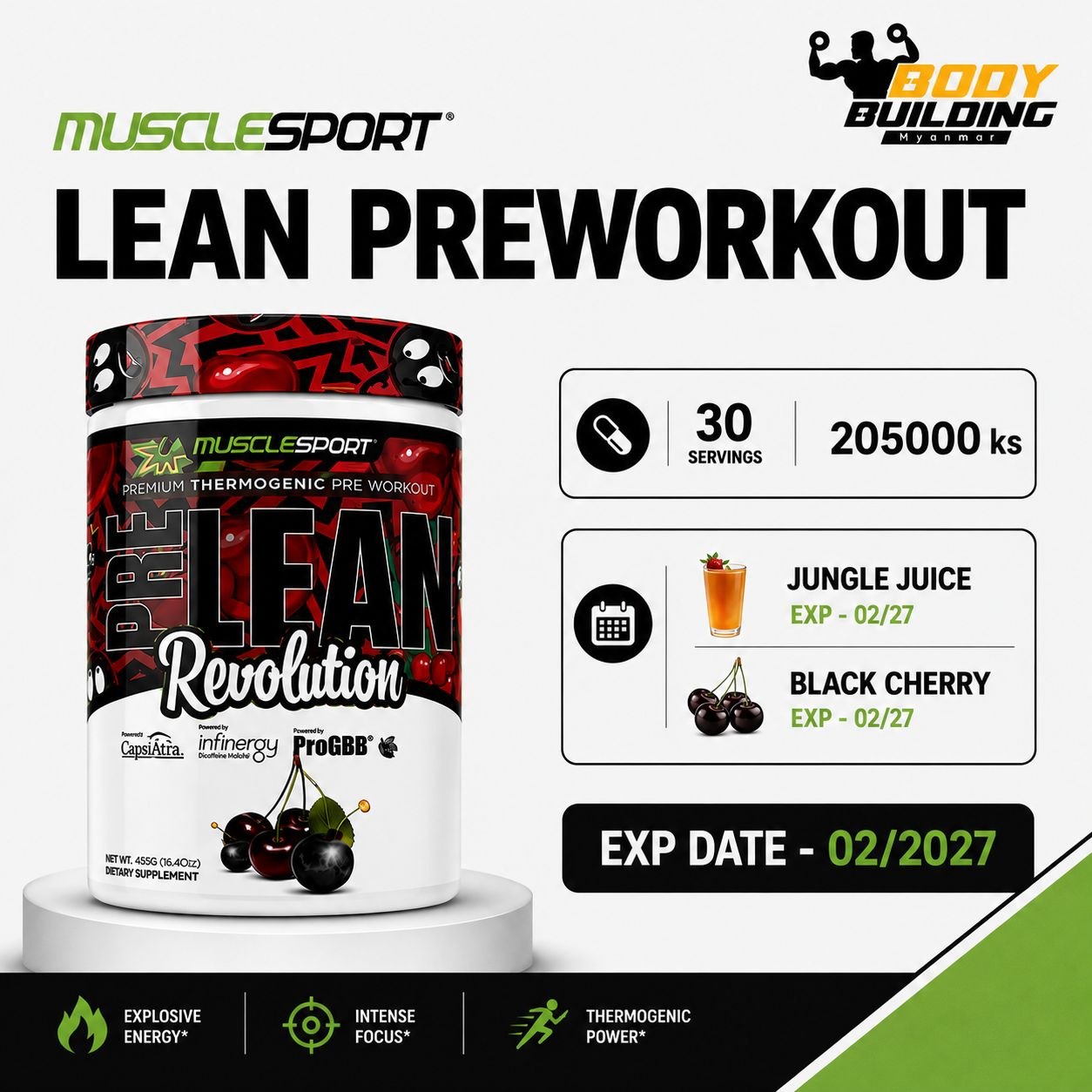 MUSCLE SPORT - PRELEAN PREWORKOUT (30 SERVINGS)