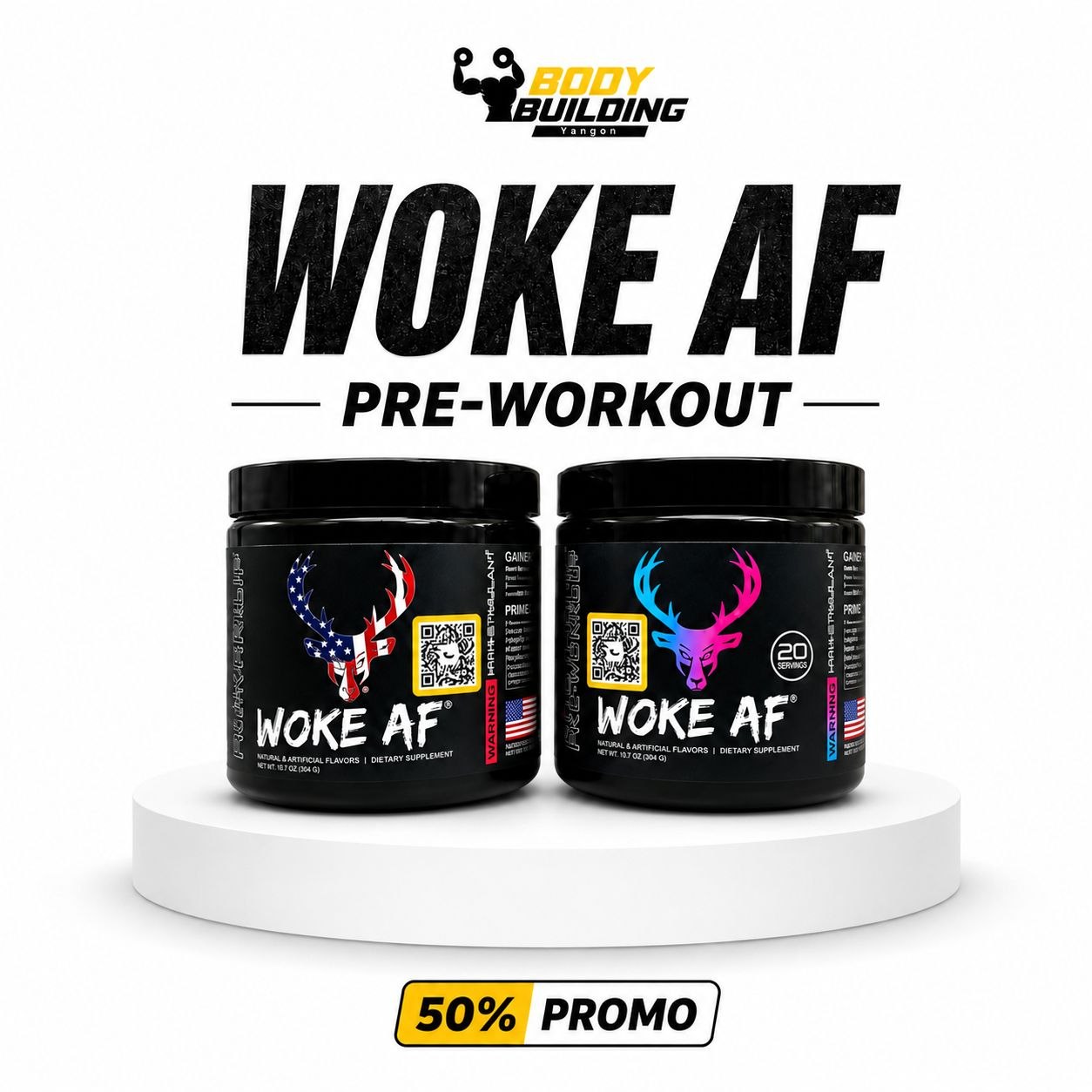 50% OFF / WOKE AF PRE-WORKOUT  ( 20 SERVINGS )