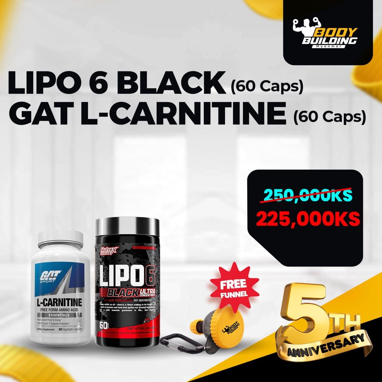 10% OFF / Lipo 6 Black (60 Caps)  + GAT L- Carnitine (60 Caps)