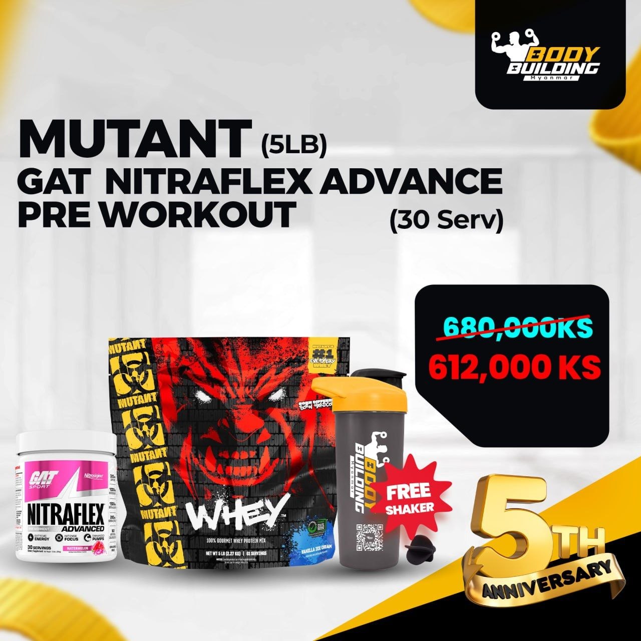 10% OFF / MUTANT WHEY (5LB)  + NITRAFLEX ADVANCED PRE (30 Serv)